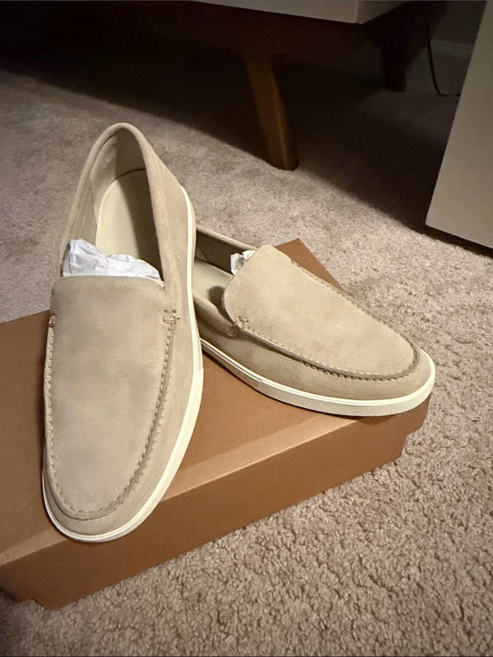 Vince Men's Suede Slip-On Loafers in Light Taupe